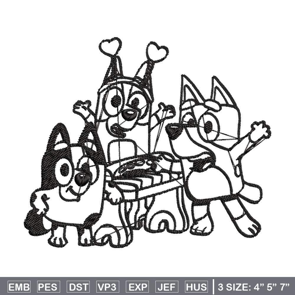 Bluey friends Coloring Pages Embroidery, Bluey Embroidery, Embroidery File, cartoon design, logo shirt, Digital download.jpg