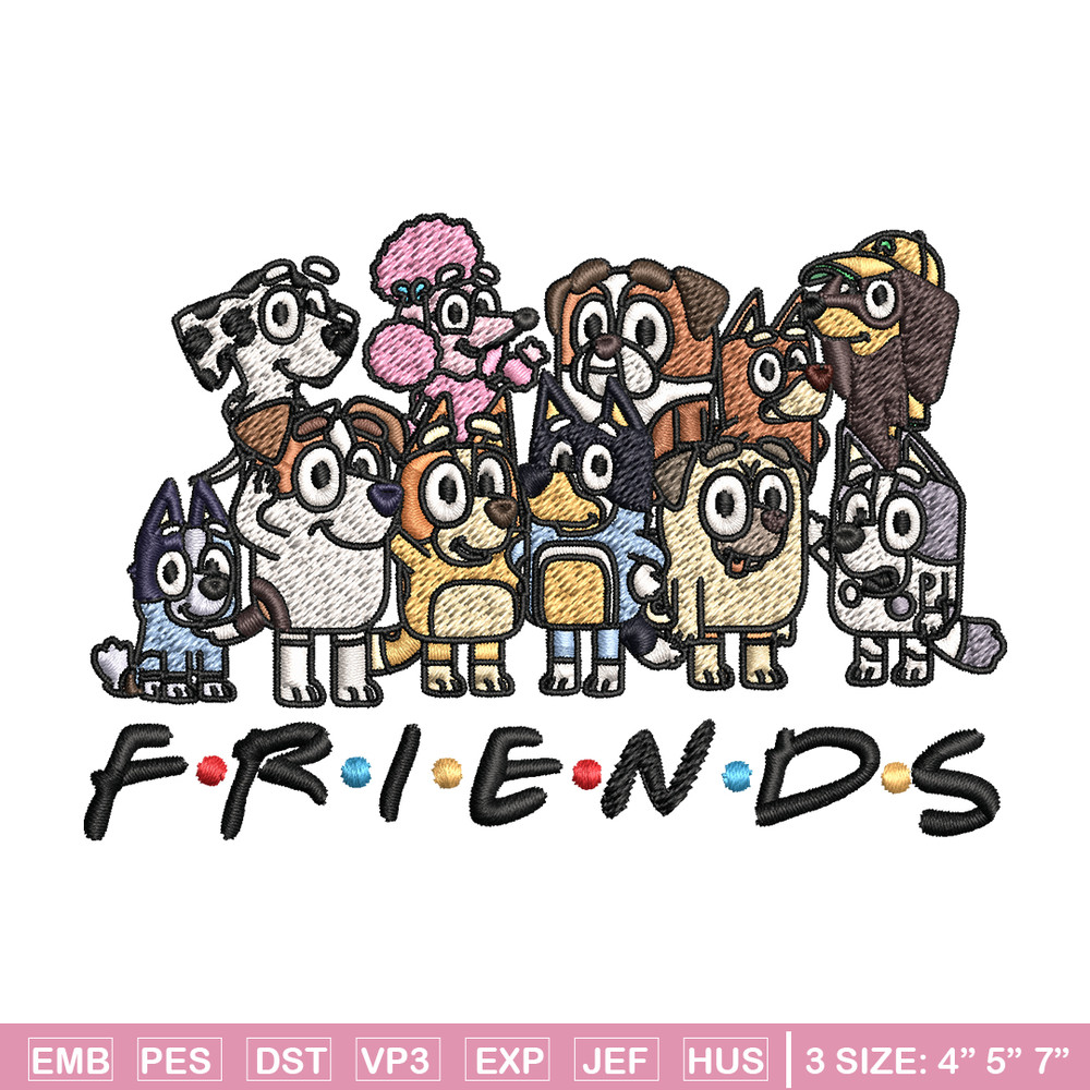 Bluey Friends Embroidery, Bluey cartoon Embroidery, Embroidery File, cartoon design, cartoon shirt, Digital download..jpg