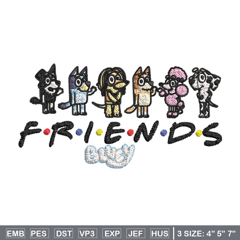 Bluey Friends Embroidery, Bluey Friends Embroidery, Embroidery File, cartoon design, cartoon shirt, Digital download..jpg