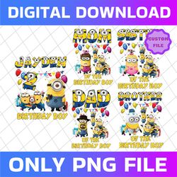Personalized Minion Birthday Png, Family Matching Birthday Bundle, Minion Family Birthday Png, Birthday Boy Png, Cartoon