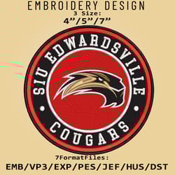 ncaa logo siu edwardsville cougars, embroidery design, embroidery files, ncaa cougars, machine embroidery pattern