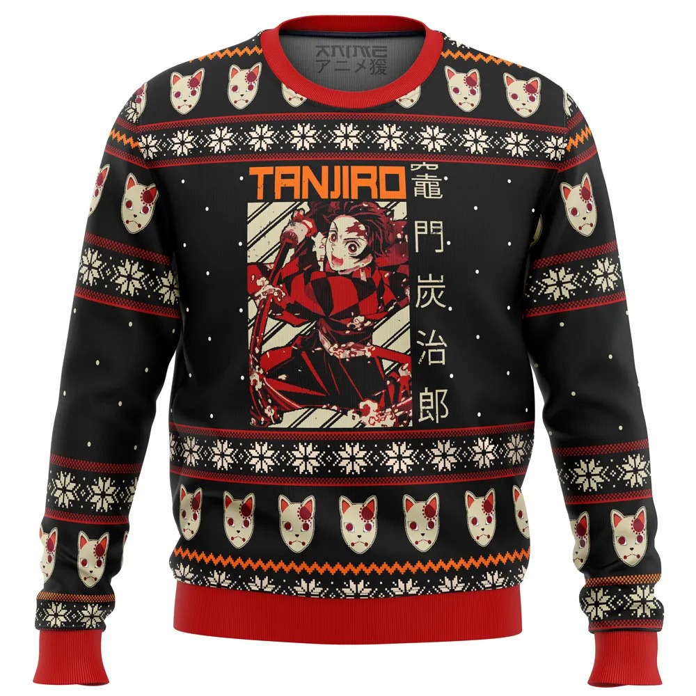 Demon Slayer Tanjiro All Over Print Hoodie 3D Zip Hoodie 3D Ugly Christmas Sweater 3D Fleece Hoodie