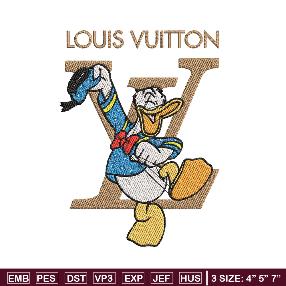 Duck cartoon lv Embroidery Design, LV Embroidery, Brand Embroidery, Embroidery File, Logo shirt, Digital download.jpg