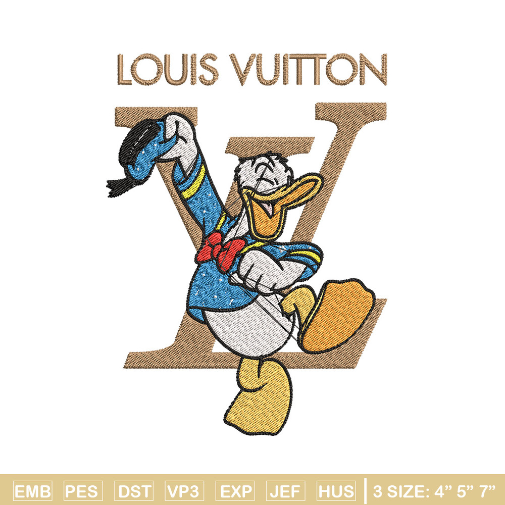 Duck cartoon lv Embroidery Design, LV Embroidery, Brand Embroidery, Embroidery File, Logo shirt, Digital download.jpg