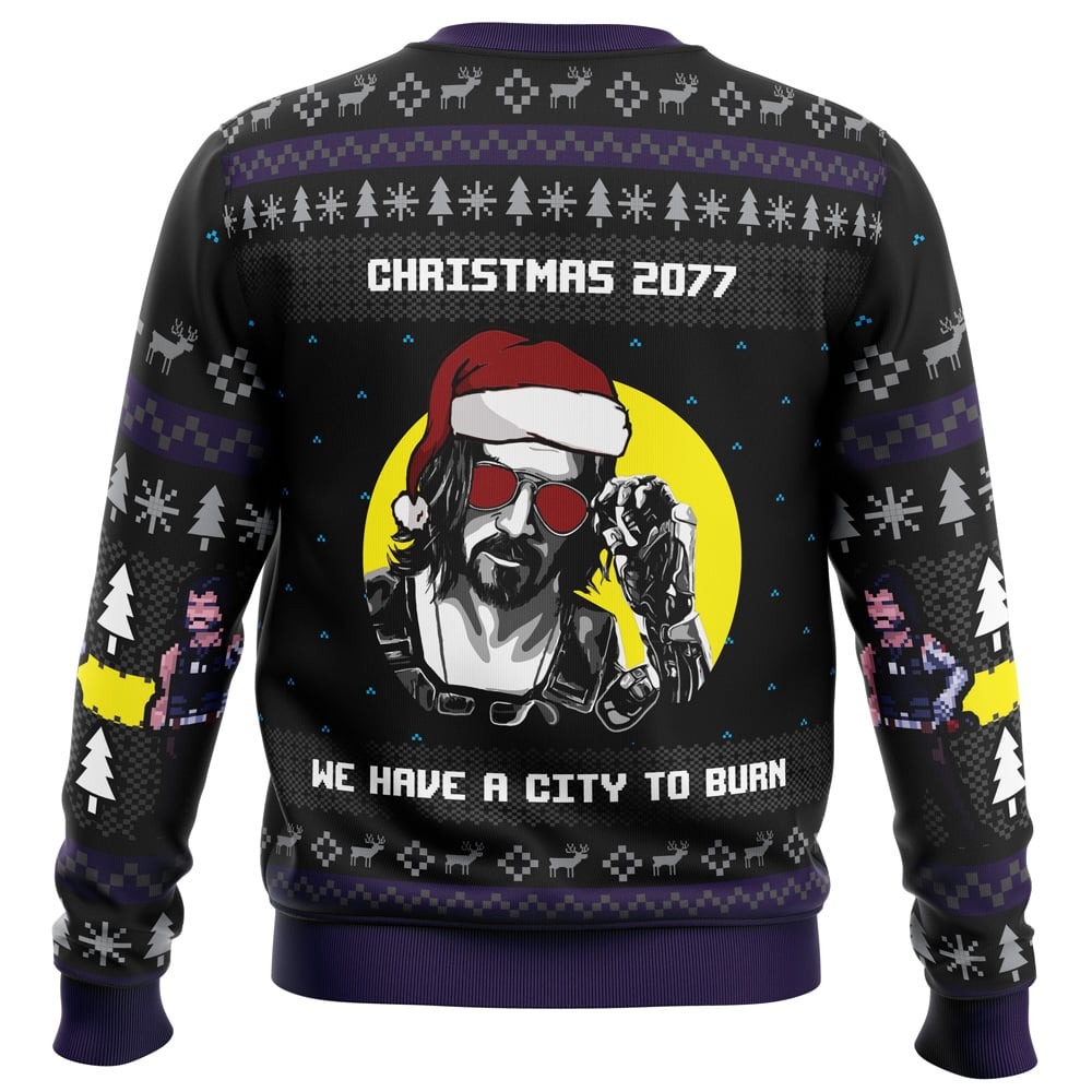 Christmas Cyberpunk 2077 All Over Print Hoodie 3D Zip Hoodie 3D Ugly Christmas Sweater 3D Fleece Hoodie