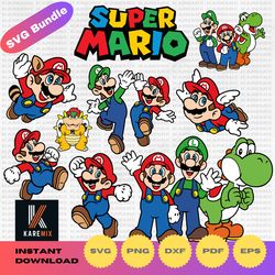 Super Mario clipart , Mario Bros SVG cutting files for Cricut, Silhouette,PNG, DXF,PDF, instant download