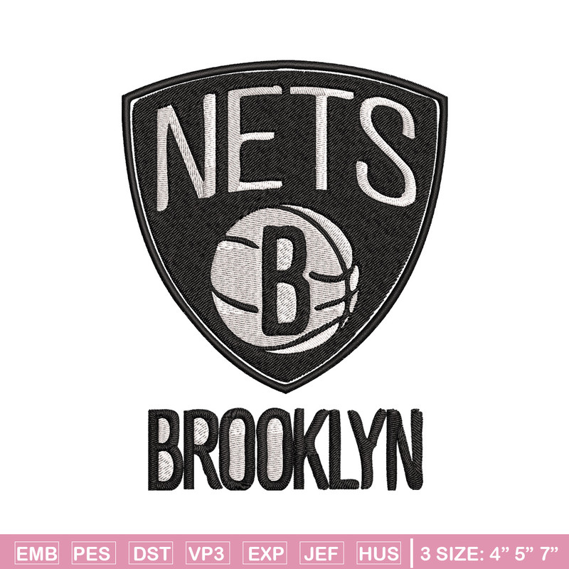 Brooklyn Nets Embroidery Design, Logo Embroidery, NBA Embroidery, Embroidery File, Logo shirt, Digital download.jpg
