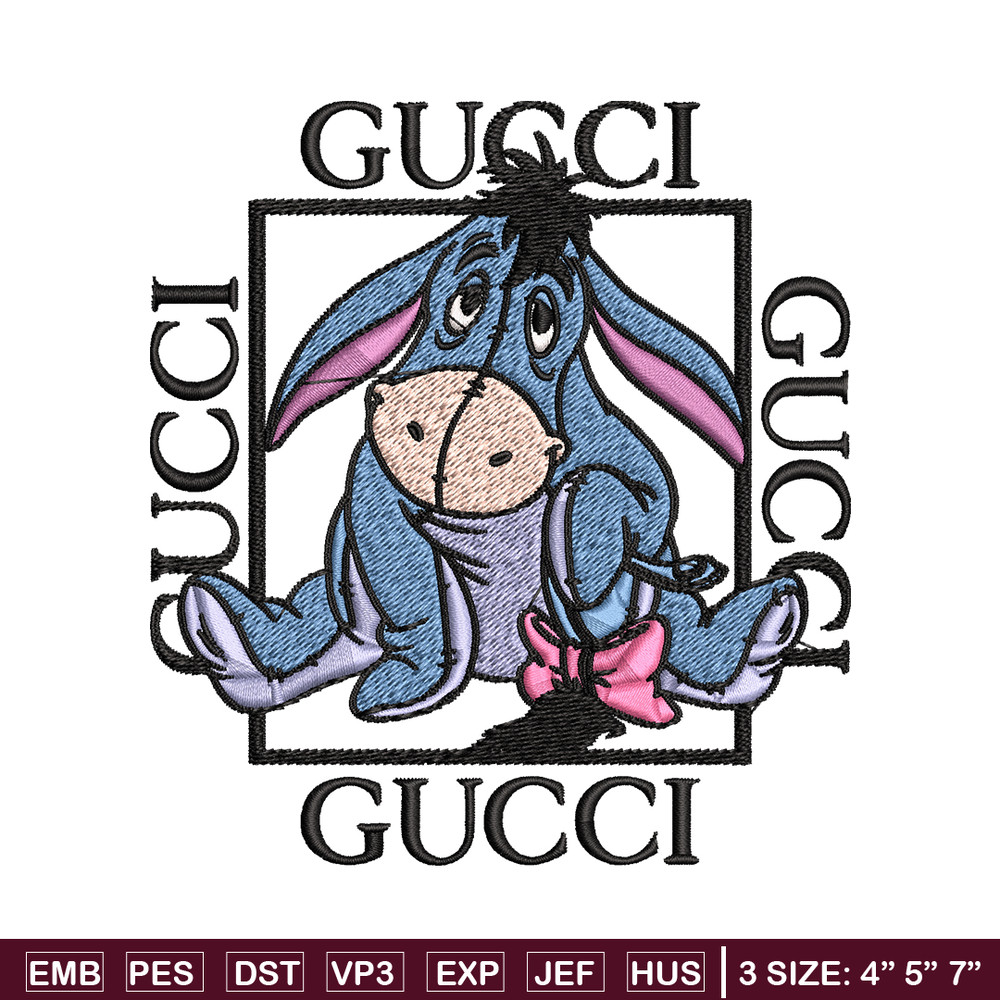 Eeyore Gucci Embroidery design, winnie the pooh Embroidery, cartoon design, Embroidery File, Instant download..jpg