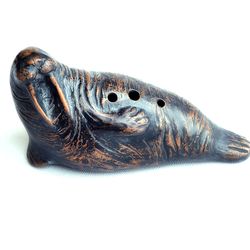 Ocarina "Arctic walrus"/ deep low sound / ceramic musical instrument