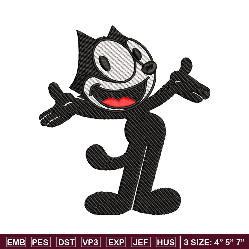 Felix the Cat embroidery design, Felix the Cat embroidery, cartoon design, embroidery file, logo shirt, Digital download.jpg
