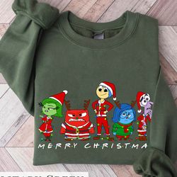 disney inside out group merry christmas shirt, disgust anger joy sadness fear christmas lights shirt, disneyland christm