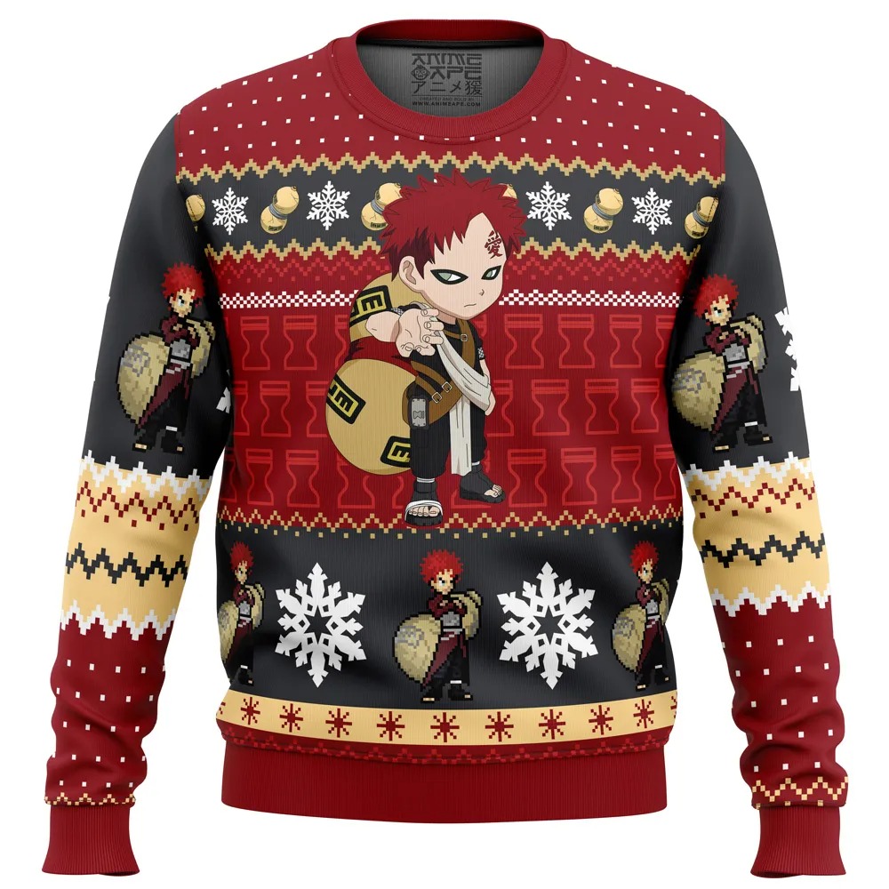Christmas Gaara Naruto All Over Print Hoodie 3D Zip Hoodie 3D Ugly Christmas Sweater 3D Fleece Hoodie