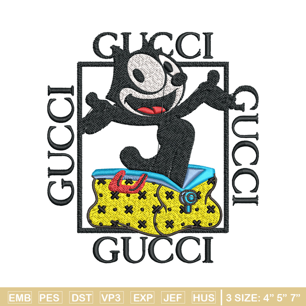 Felix The Cat Gucci Embroidery design, Felix The Cat Embroidery, cartoon design, Embroidery File, Digital download..jpg