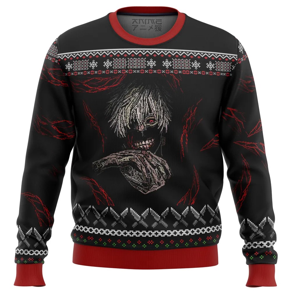 Tokyo Ghoul Dark Kaneki All Over Print Hoodie 3D Zip Hoodie 3D Ugly Christmas Sweater 3D Fleece Hoodie