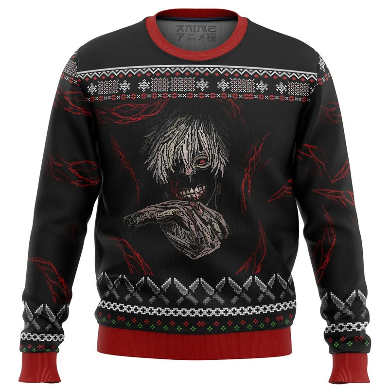 Tokyo Ghoul Dark Kaneki All Over Print Hoodie 3D Zip Hoodie 3D Ugly Christmas Sweater 3D Fleece Hoodie
