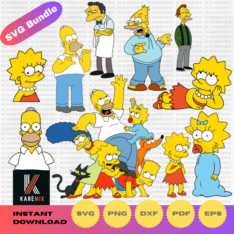 Simpsons-clipart- bundle-The -Simpsons-SVG- cutting-files-for -Cricut- Silhouette-PNG- DXF-PDF-instant- download (5).png