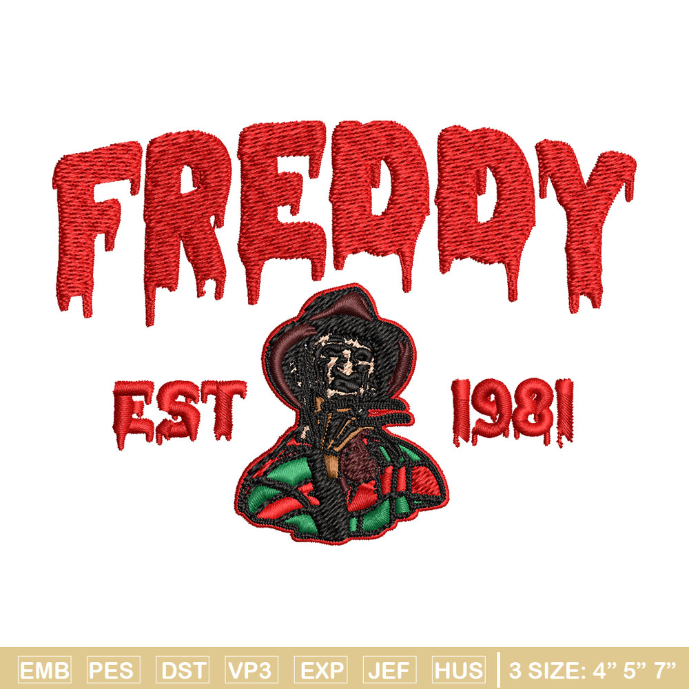 Freddy Krueger Embroidery design, Freddy horror Embroidery, Embroidery File, horror design, Digital download..jpg