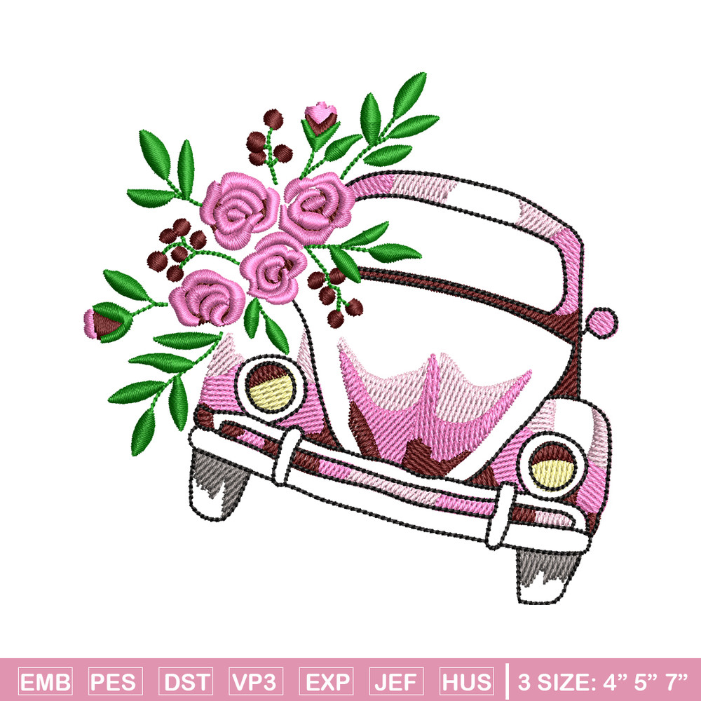 Car flower embroidery design, Car flower embroidery, logo design, embroidery file, logo shirt, Digital download..jpg