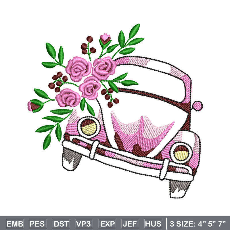 Car flower embroidery design, Car flower embroidery, logo design, embroidery file, logo shirt, Digital download..jpg