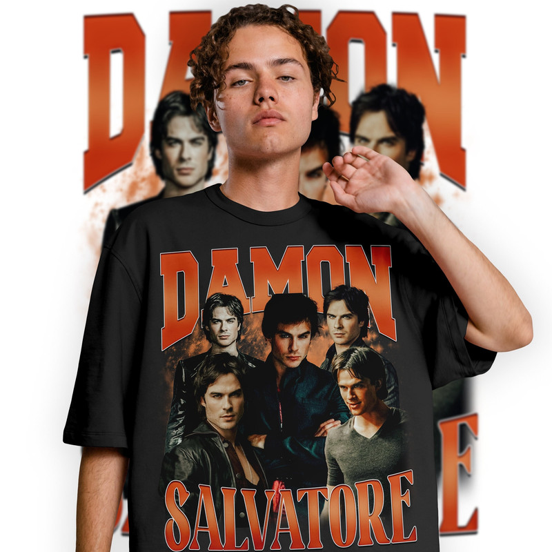 Limited Damon Salvatore Vintage T-Shirt, Graphic Unisex T-shirt, Retro 90's Damon Salvatore Fans Homage T-shirt, Gift For Women and Men - 1.jpg