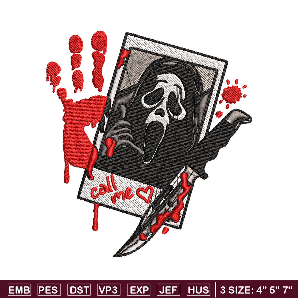Ghost face Embroidery design, Ghost face horror Embroidery, horror design, Embroidery File, Digital download..jpg