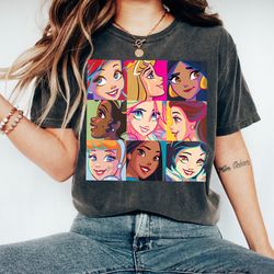 disney princess characters pop art grid tshirt, magic kingdom shirt, walt disney world tee, disneyland family matching s