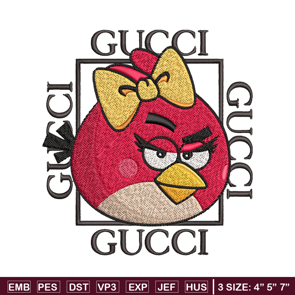 Girl Bird gucci Embroidery design, Angry Birds Embroidery, cartoon design, Embroidery File, logo shirt, Digital download.jpg