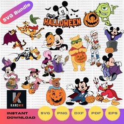 Disney Halloween 100 Cliparts Bundle, Svg Cut Files for Cricut Silhouette, Svg,png,Dxf,pdf, Instant Download