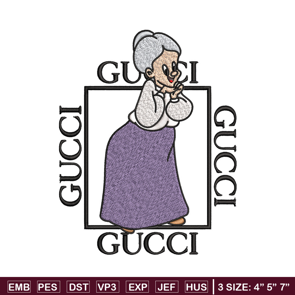 Granny Gucci Embroidery design, Granny Gucci Embroidery, cartoon design, Embroidery File, Gucci logo, Digital download..jpg