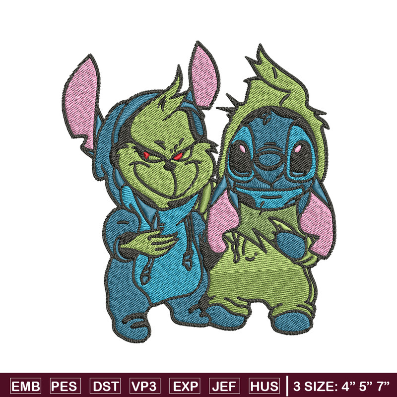 Grinch and Stitch Embroidery design, Grinch and Stitch Embroidery, cartoon design, logo shirt, Digital download..jpg