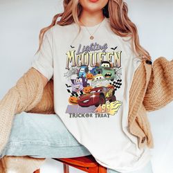 retro comfort colors lightning mcqueen halloween shirt, disney cars halloween shirt, disneyland halloween shirt, mcqueen