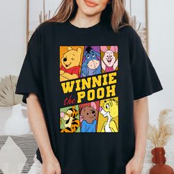 retro disney winnie the pooh characters tshirt, pooh tigger eeyore piglet shirt, magic kingdom, wdw disneyland family ma