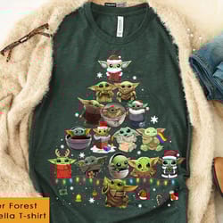 star wars baby yoda christmas tree shirt, santa baby yoda christmas gifts and snow sweatshirt, disneyland christmas matc