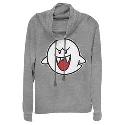 nintendo junior&8217s mario boo ghost cowl neck sweatshirt gray heather