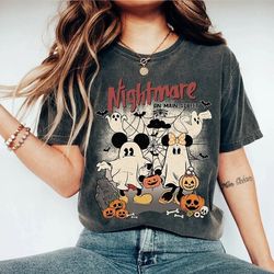 vintage mickey minnie halloween shirt, nightmare on the main street, disney halloween shirt, halloween pumpkin tee, mick