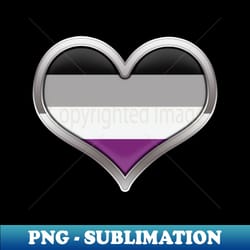 large asexual pride flag colored heart with chrome frame - decorative sublimation png file - unleash your creativity