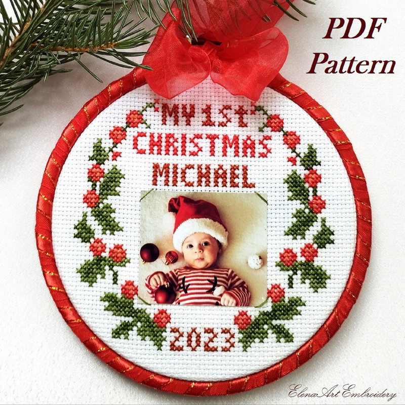 My First Christmas Ornament. Easy Cross Stitch Pattern PDF. | Inspire Uplift 12-free-christmas-cross-stitch-patterns-the-yellow-birdhouse