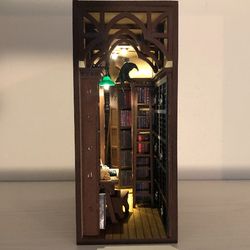 Book nook shelf insert Finished booknook Miniature Closed section of the gothic library Bookshelf diorama mini world