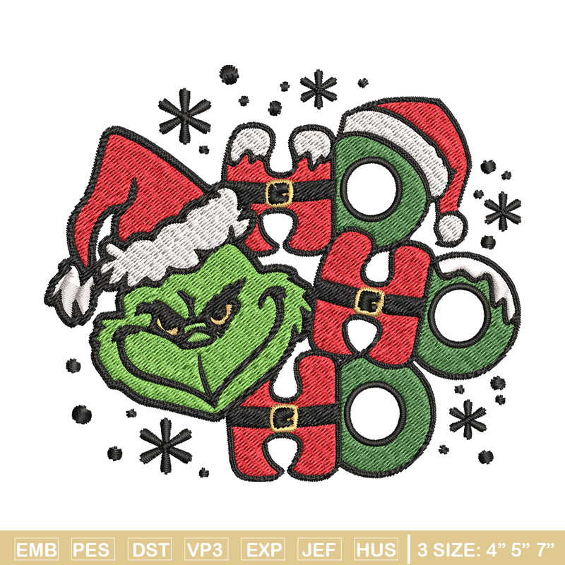 Ho Ho Ho The Grinch Embroidery design, Grinch christmas Embroidery, Grinch design, Embroidery File, Instant download..jpg