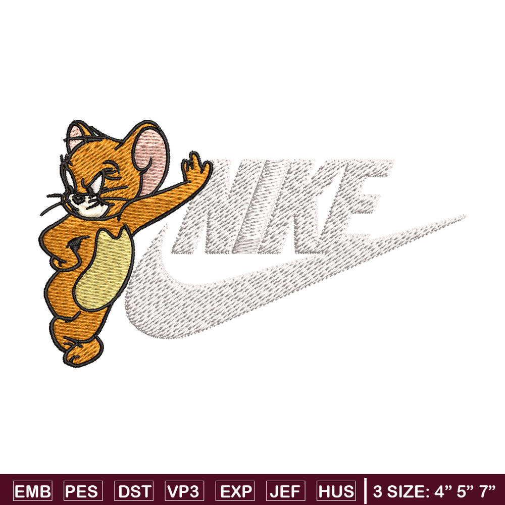 Jerry cartoon Nike Embroidery design, jerry cartoon Embroidery, Nike design, Embroidery file, Instant download..jpg