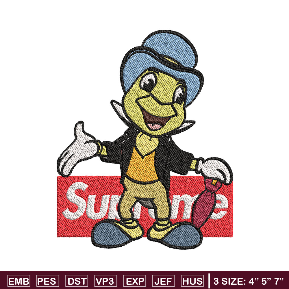 Jimimy cricket supreme Embroidery design, Jimimy cricket Embroidery, cartoon design, Embroidery File, Instant download.jpg