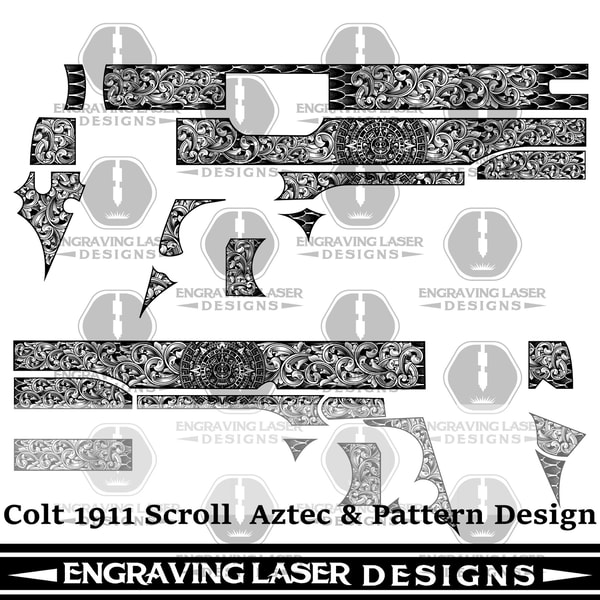 Engraving Laser Designs Colt 1911 Scroll Aztec & Pattern Des | Inspire ...