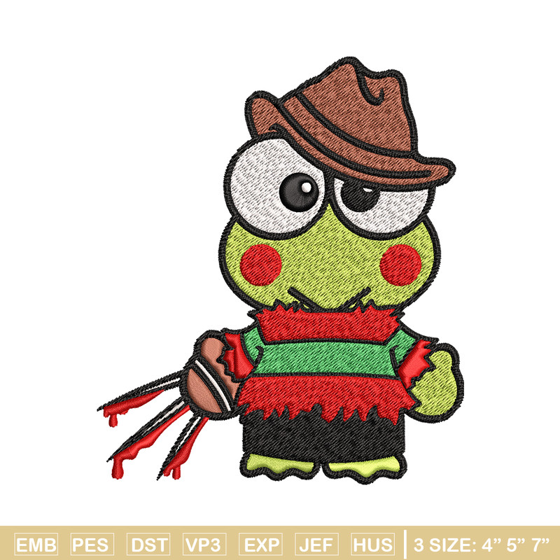 Keroppi Freddy Krueger Embroidery design, Horror Embroidery, horror design, Embroidery File, Digital download..jpg