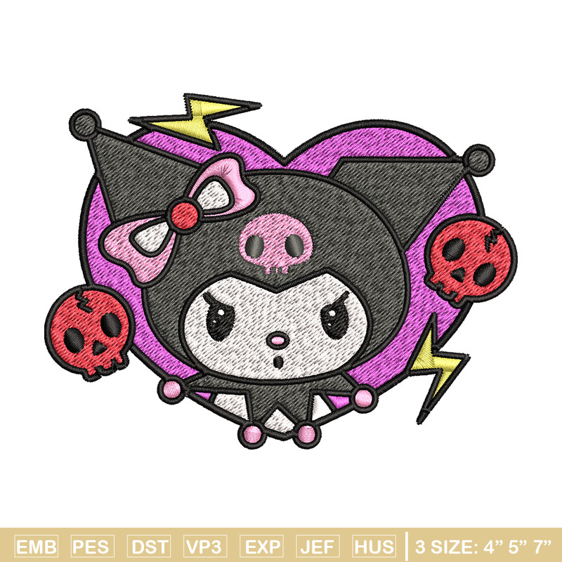 Kuromi Embroidery design, Hello Kitty Embroidery, cartoon design, Embroidery File, cartoon shirt, Digital download.jpg