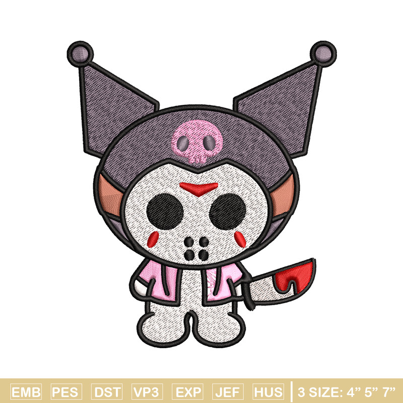 Kuromi Jason Voorhees Embroidery design, Halloween Embroidery, cartoon design, Embroidery File, Digital download.jpg
