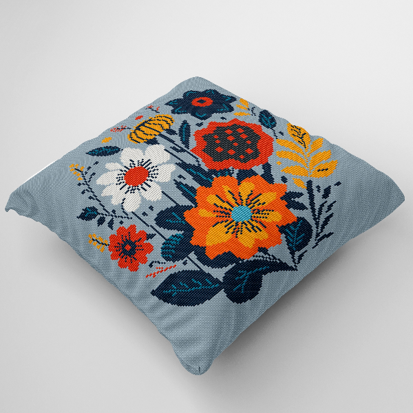cross stitch pillow pattern flowers