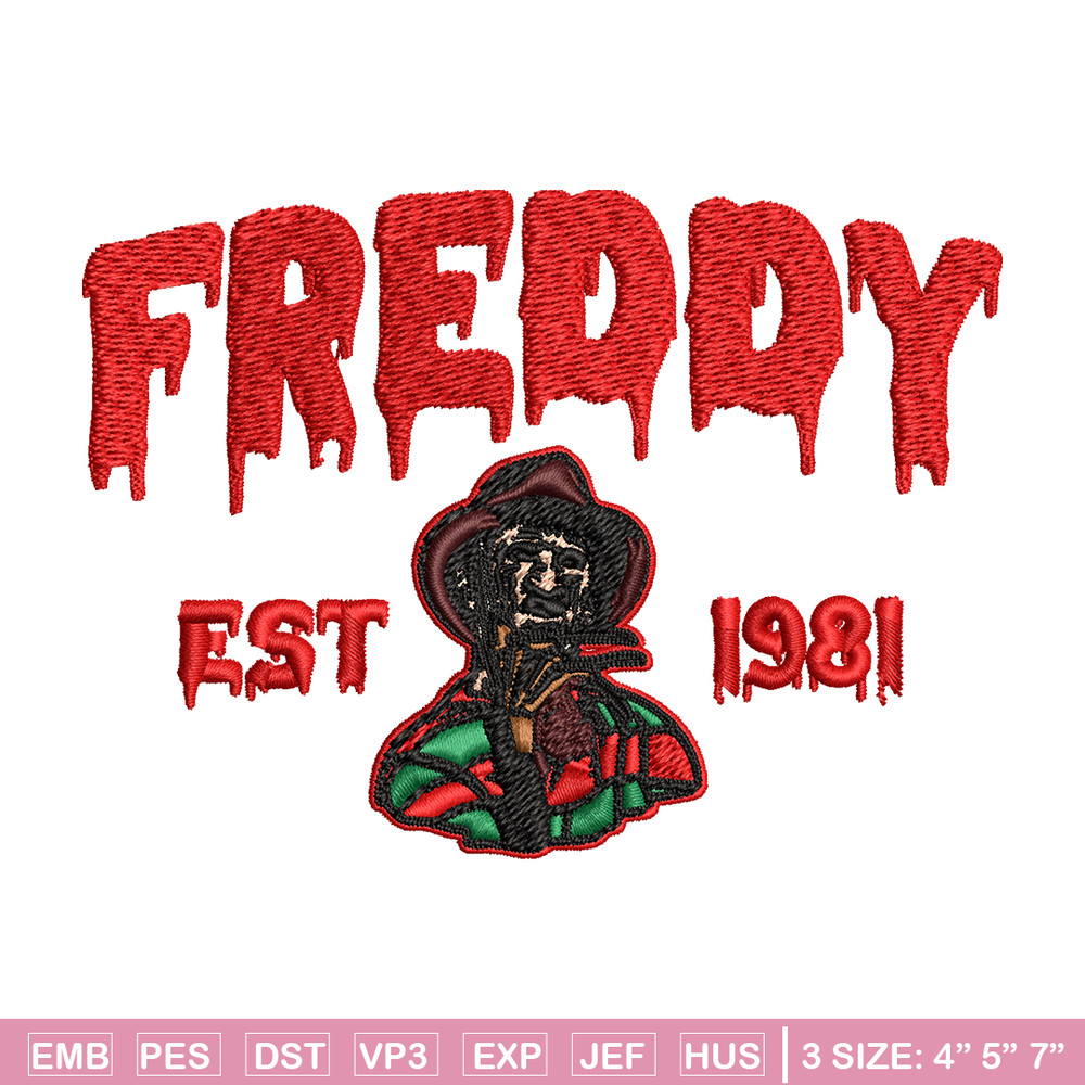 Freddy Krueger Embroidery design, Freddy horror Embroidery, Embroidery File, horror design, Digital download..jpg
