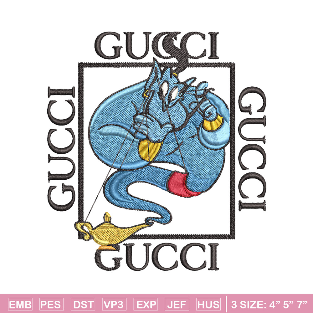 Genie gucci Embroidery design, Genie gucci Embroidery, cartoon design, Embroidery File, gucci logo, Instant download..jpg