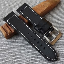 Black watch strap for Panerai, watchband PAM style, watchstrap, genuine leather, handmade