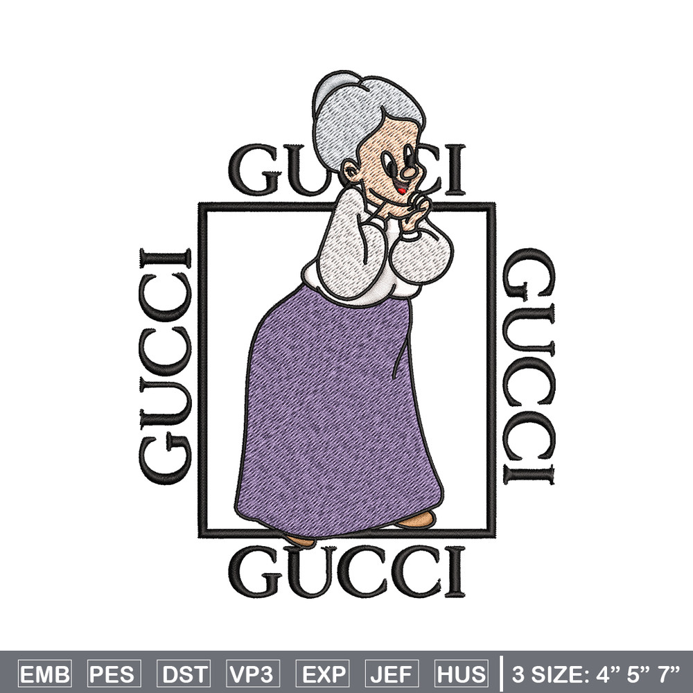 Granny Gucci Embroidery design, Granny Gucci Embroidery, cartoon design, Embroidery File, Gucci logo, Digital download..jpg